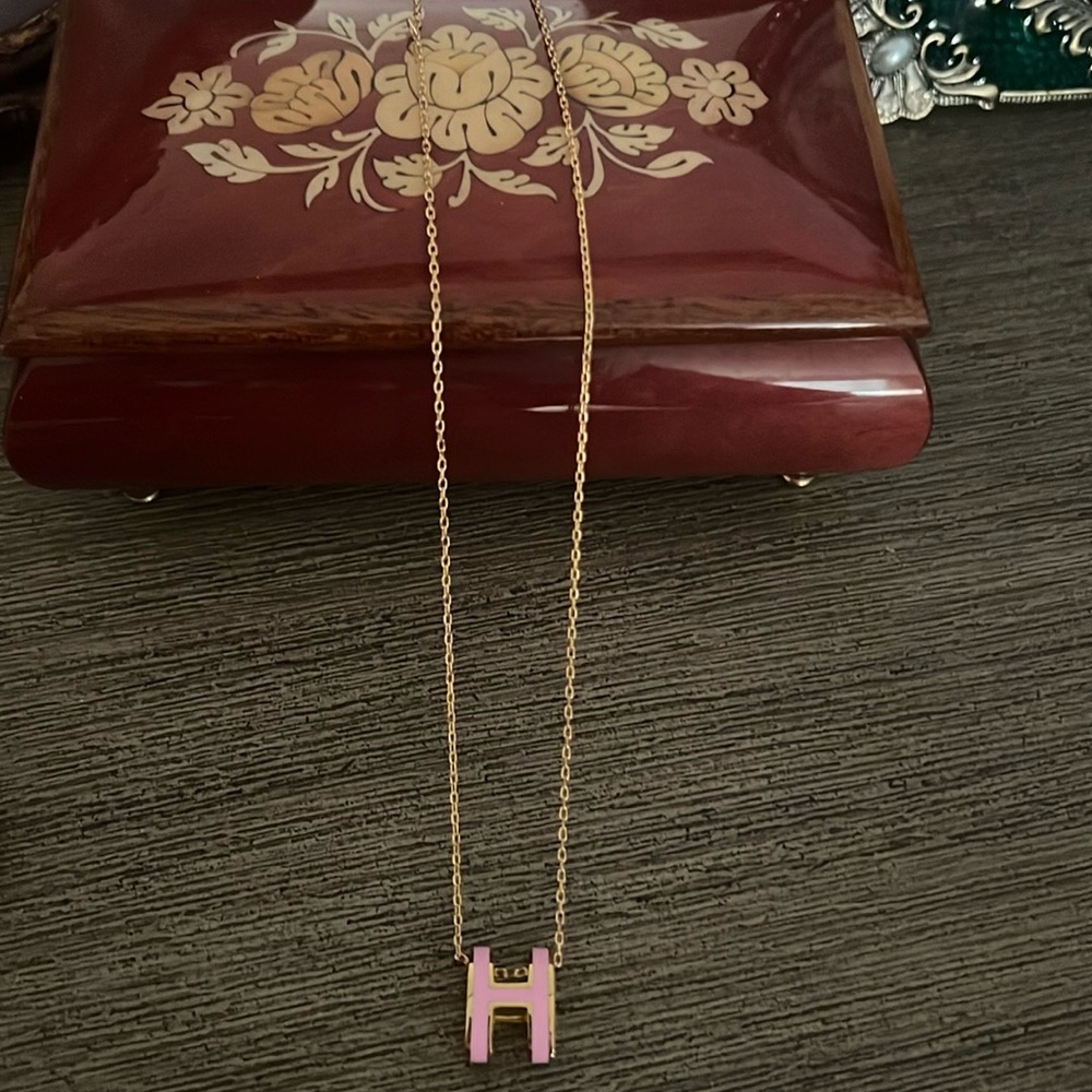 Hermes h-pop pink necklace